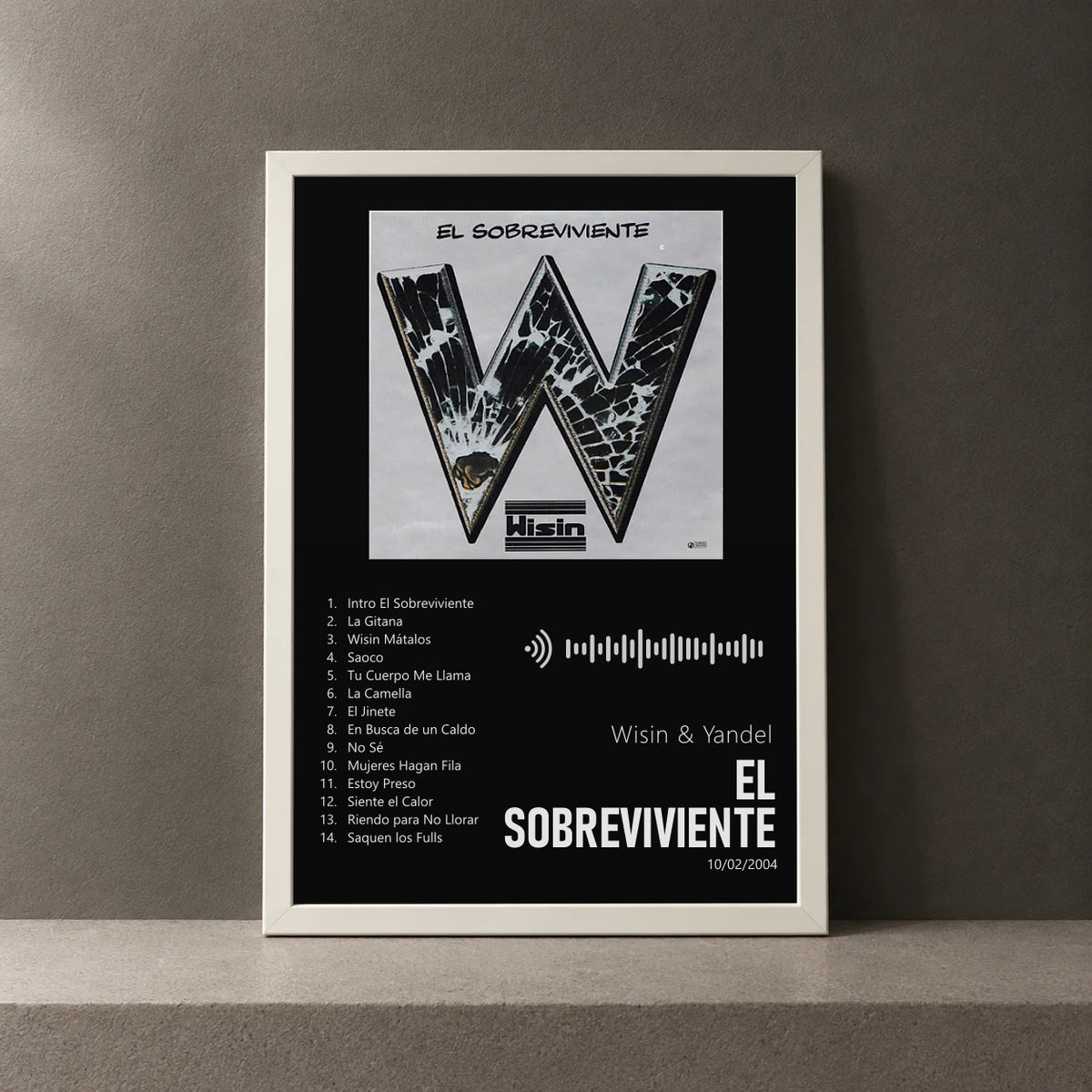 Cuadro de El Sobreviviente de Wisin & Yandel, marco de 18 x 24 cm