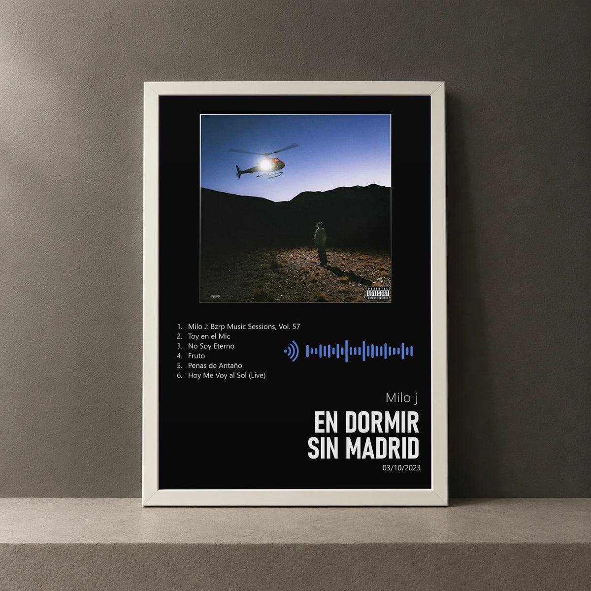 Cuadro de en dormir sin Madrid de Milo j, marco de 18 x 24 cm