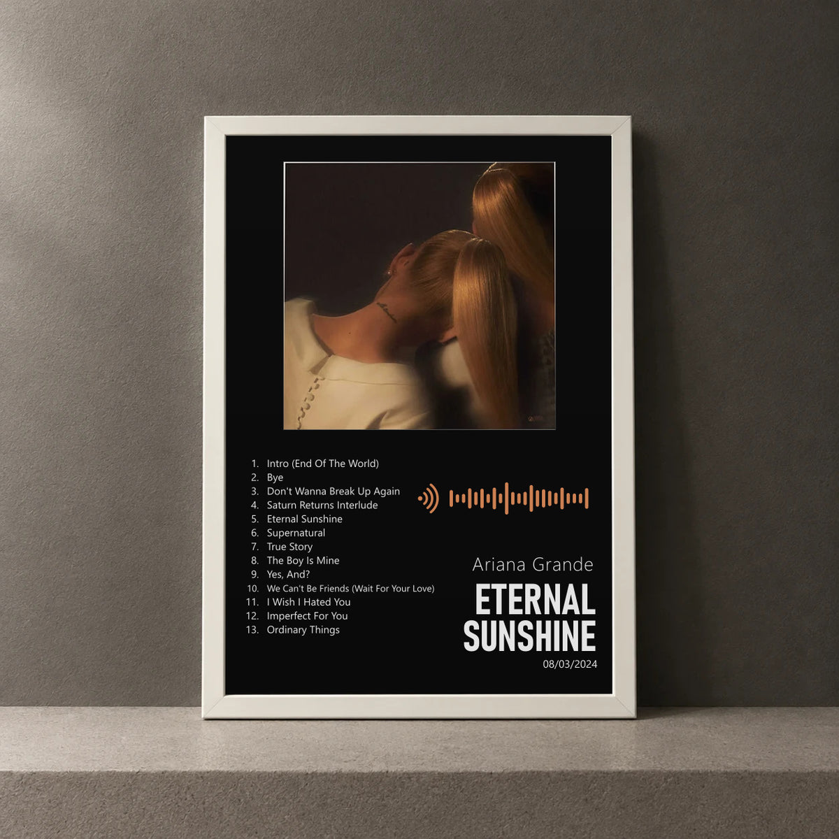 Cuadro de eternal sunshine de Ariana Grande, marco de 18 x 24 cm