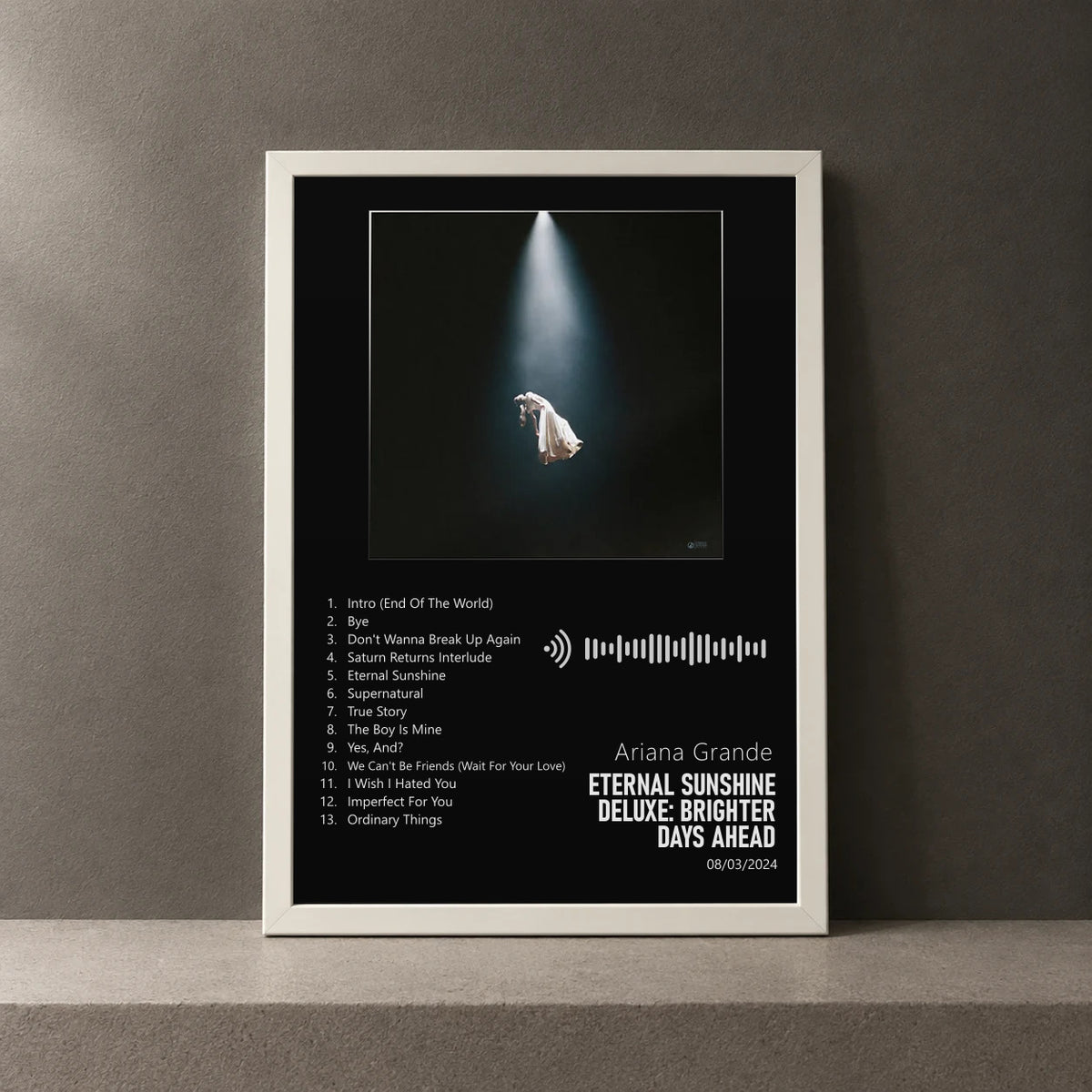 Cuadro de eternal sunshine deluxe: brighter days ahead de Ariana Grande, marco de 18 x 24 cm
