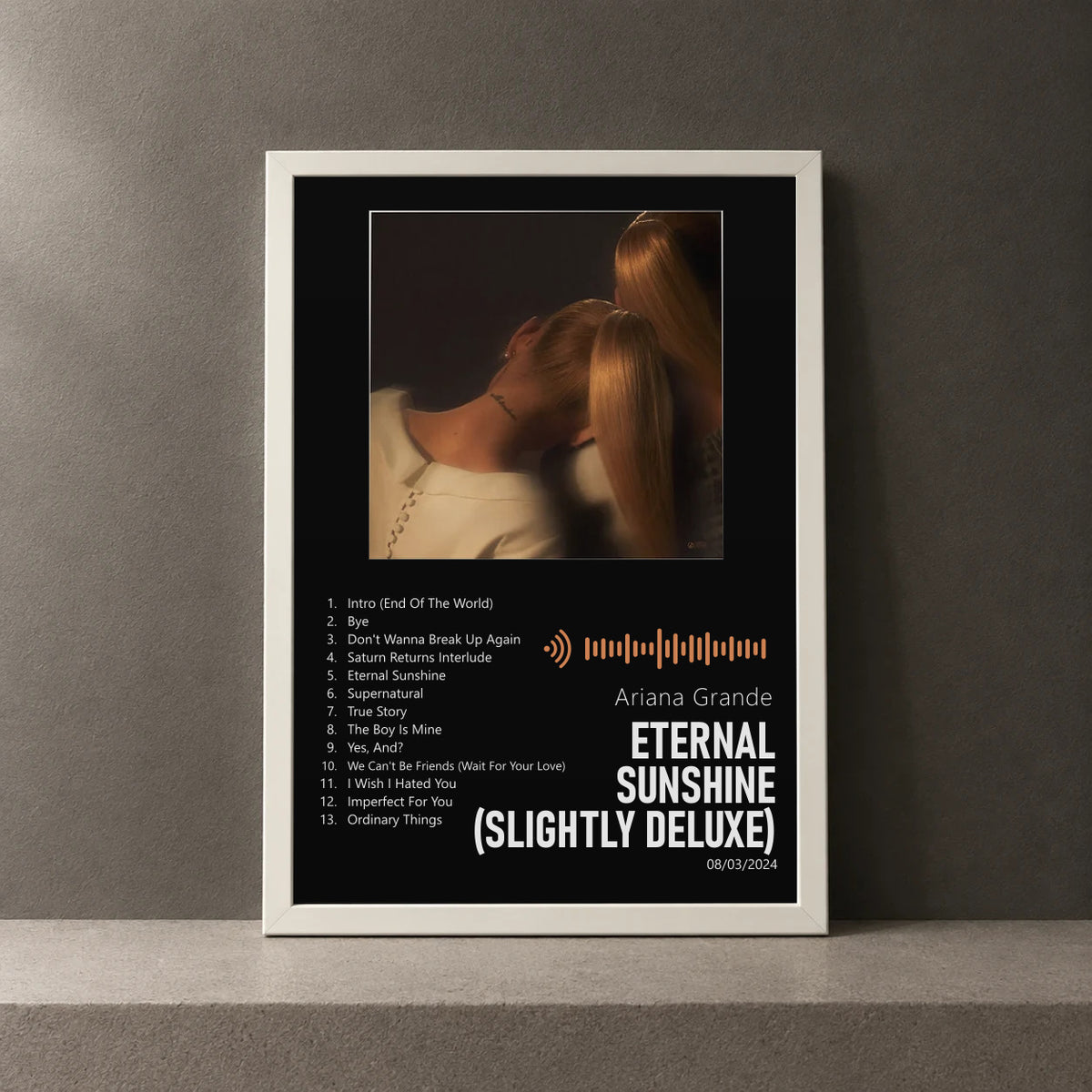 Cuadro de eternal sunshine (slightly deluxe) de Ariana Grande, marco de 18 x 24 cm