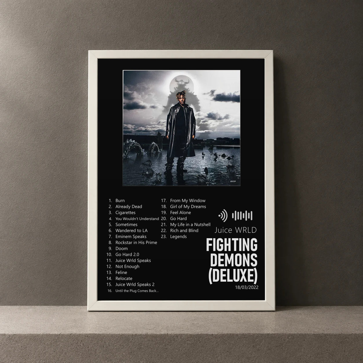 Cuadro de Fighting Demons (Deluxe) de Juice WRLD, marco de 18 x 24 cm