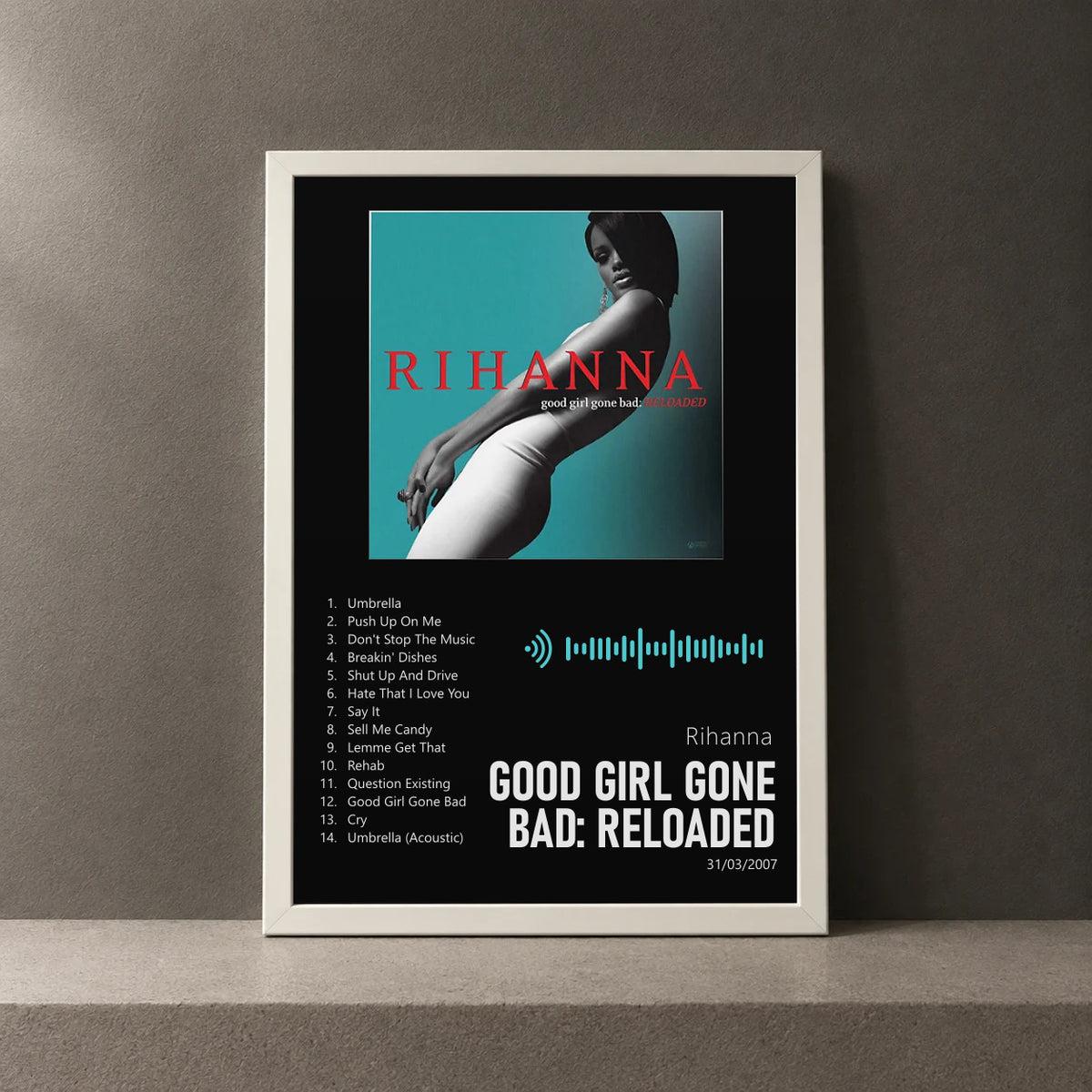 Cuadro de Good Girl Gone Bad: Reloaded de Rihanna, marco de 18 x 24 cm