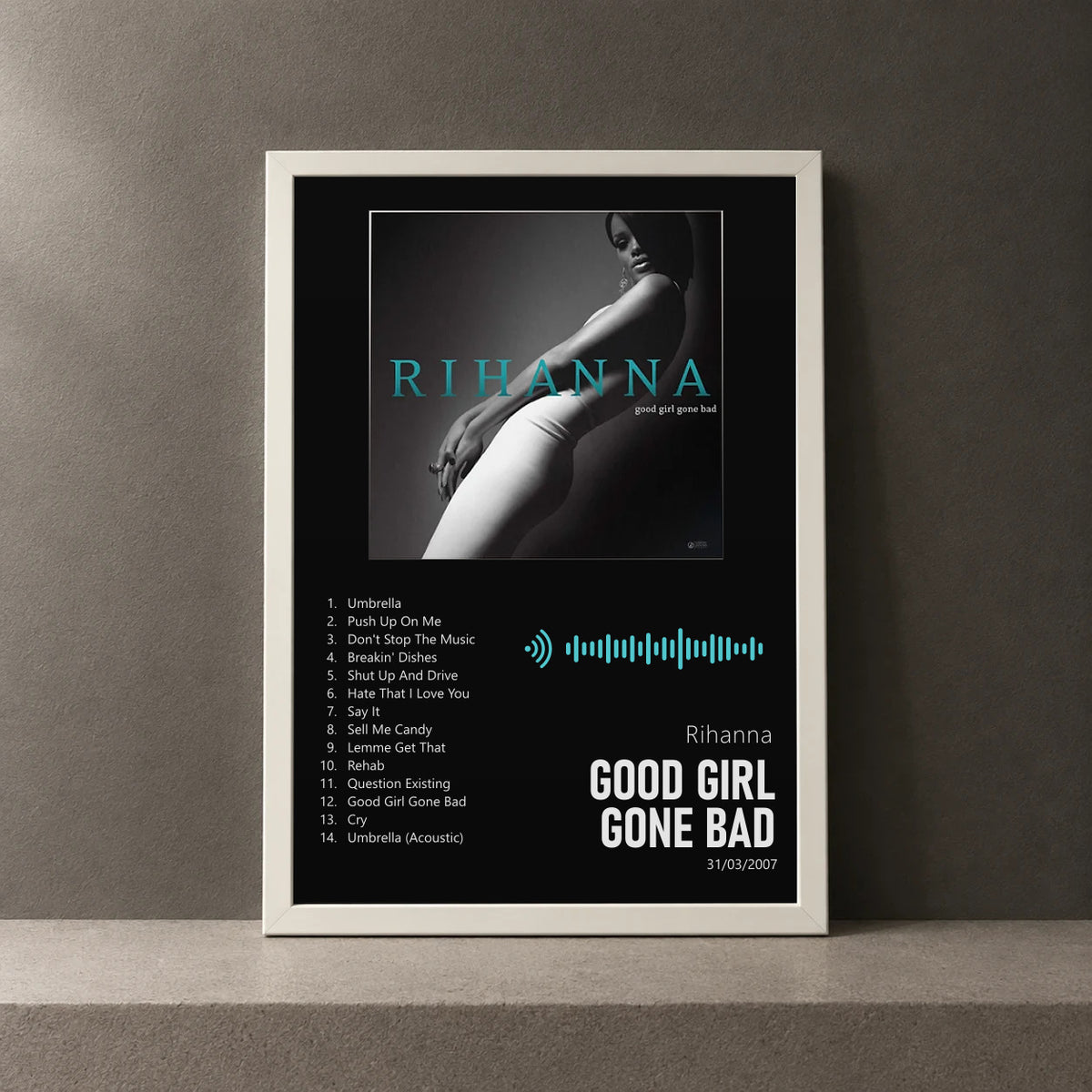 Cuadro de Good Girl Gone Bad de Rihanna, marco de 18 x 24 cm