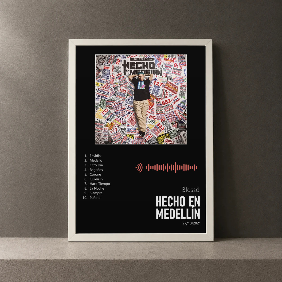 Cuadro de Hecho En Medellín de Blessd, marco de 18 x 24 cm