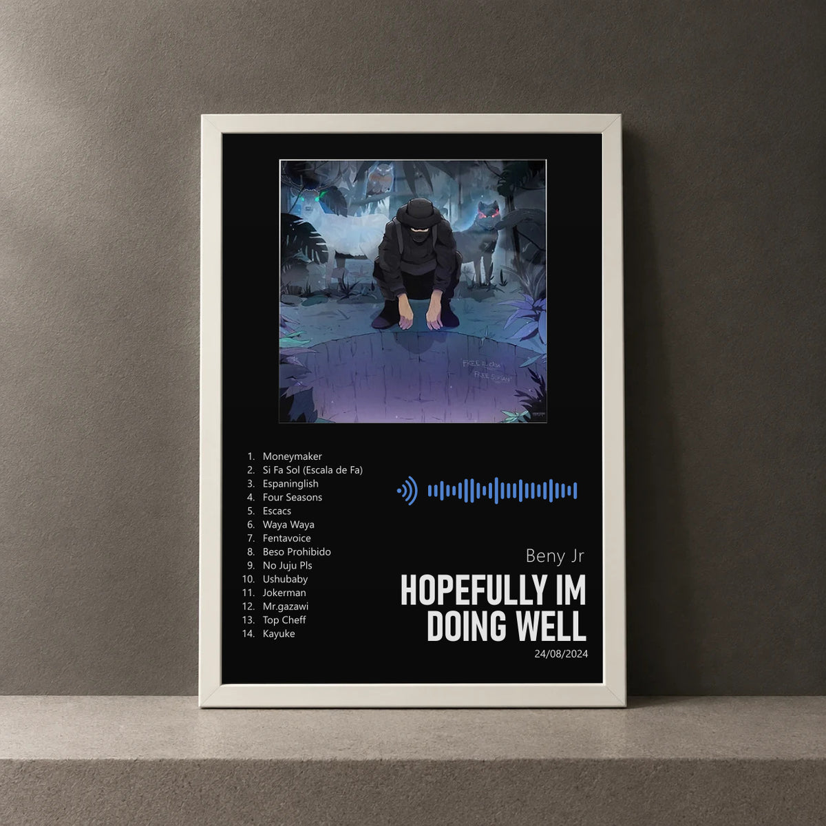 Cuadro de Hopefully Im Doing Well de Beny Jr, marco de 18 x 24 cm
