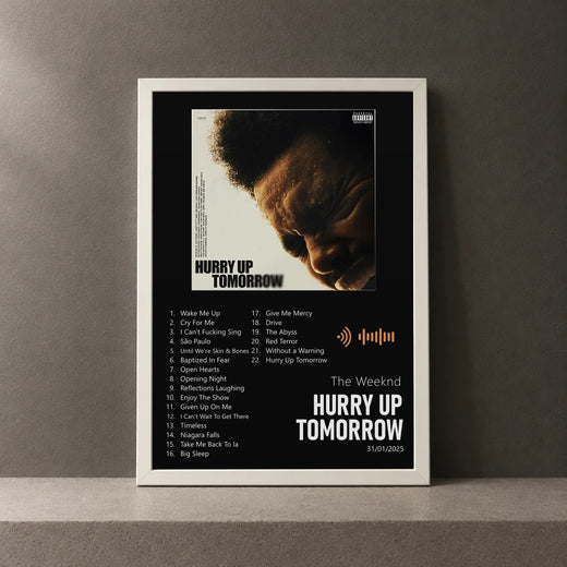 Cuadro de Hurry Up Tomorrow de The Weeknd, marco de 18 x 24 cm