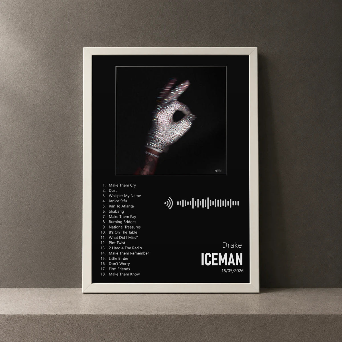 Cuadro de ICEMAN de Drake, marco de 18 x 24 cm