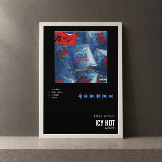 Cuadro de Icy Hot de Myke Towers, marco de 18 x 24 cm