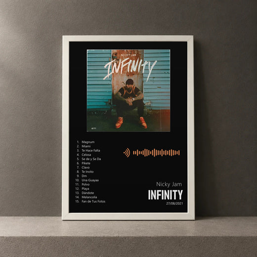 Cuadro de Infinity de Nicky Jam, marco de 18 x 24 cm