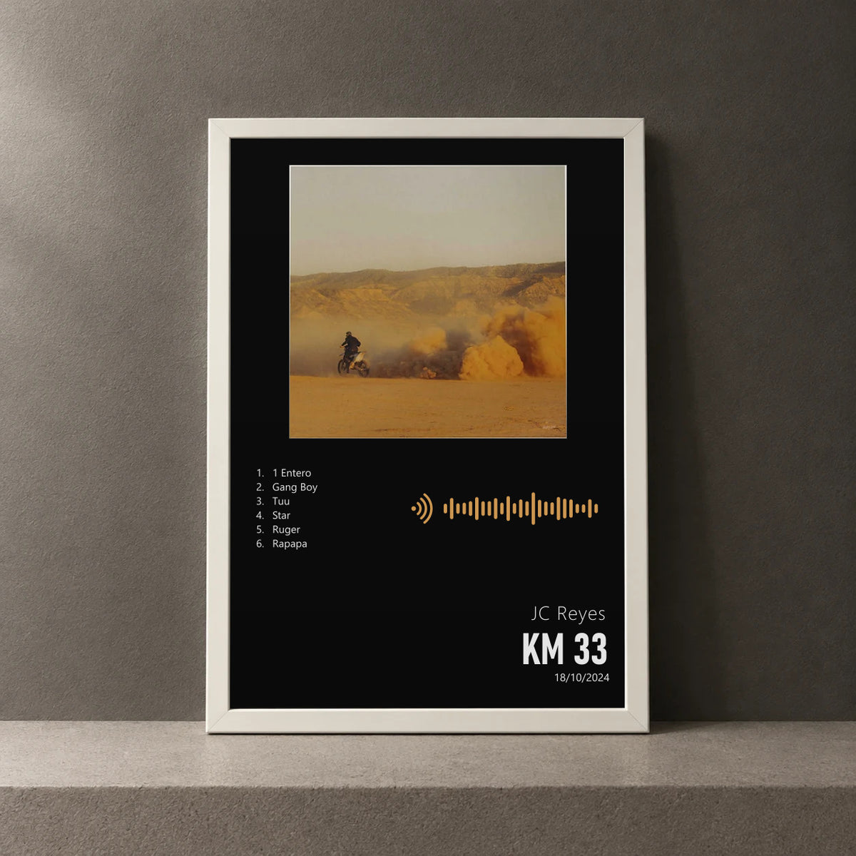 Cuadro de KM 33 de JC Reyes, marco de 18 x 24 cm