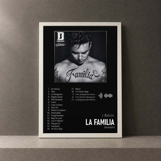 Cuadro de La Familia de J Balvin, marco de 18 x 24 cm