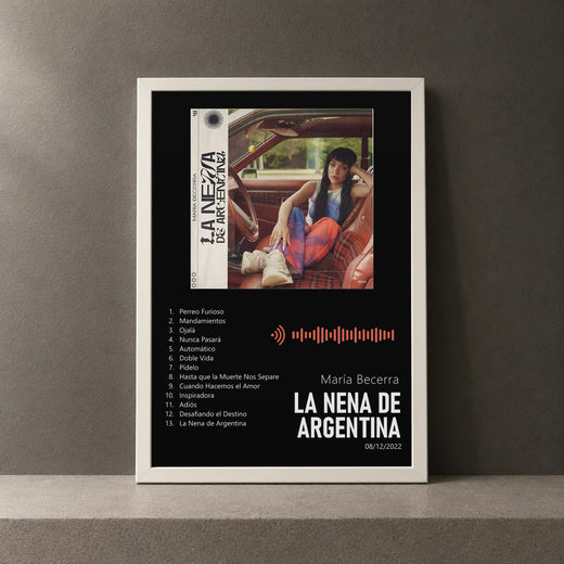 Cuadro de LA NENA DE ARGENTINA de María Becerra, marco de 18 x 24 cm