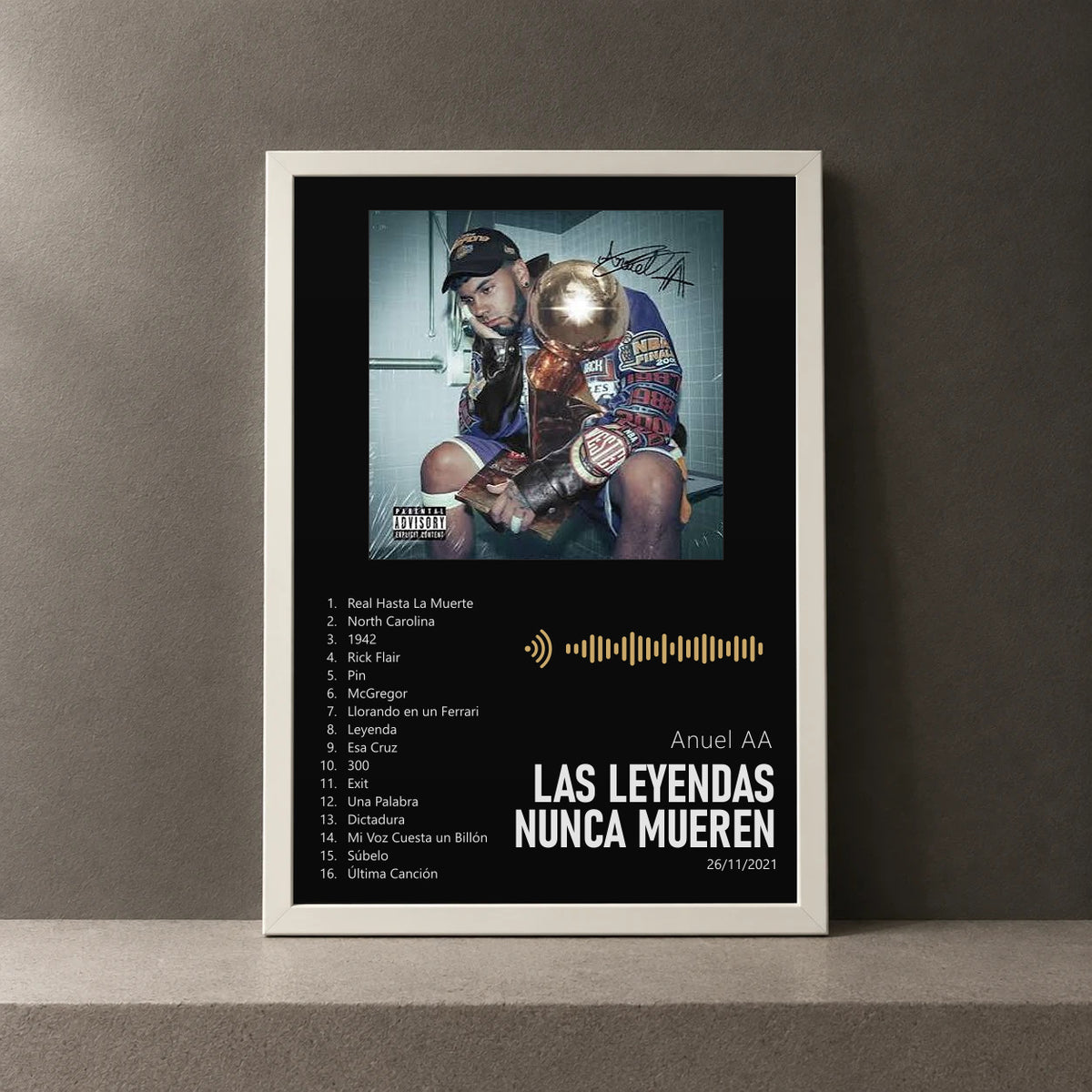 Cuadro de Las Leyendas Nunca Mueren de Anuel AA, marco de 18 x 24 cm