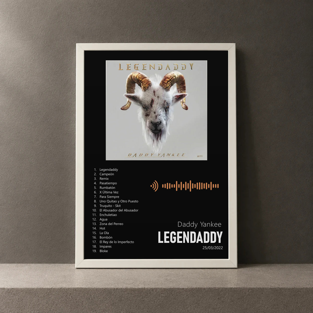 Cuadro de LEGENDADDY de Daddy Yankee, marco de 18 x 24 cm