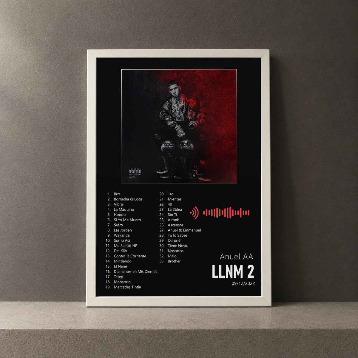 Cuadro de LLNM 2 de Anuel AA, marco de 18 x 24 cm