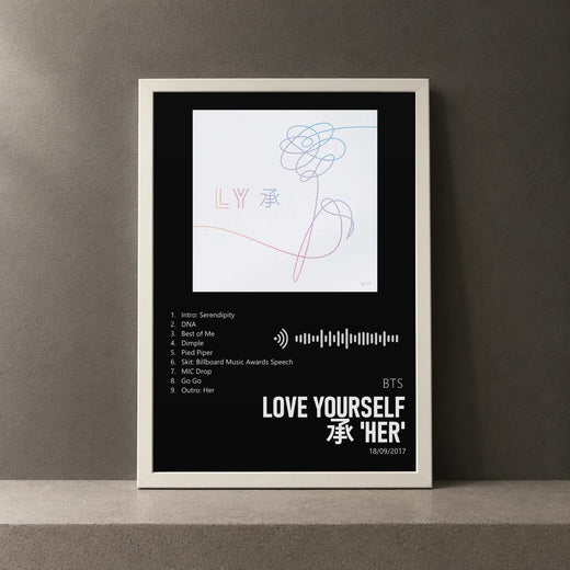 Cuadro de Love Yourself 承 'Her' de BTS, marco de 18 x 24 cm