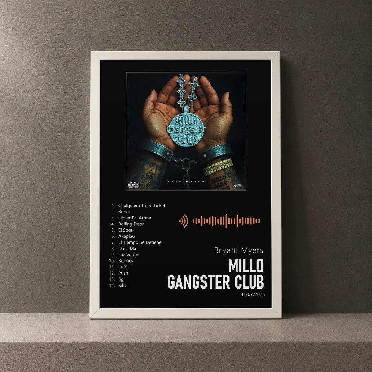 Cuadro de Millo Gangster Club de Bryant Myers, marco de 18 x 24 cm