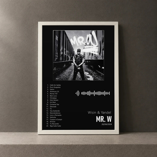 Cuadro de Mr. W de Wisin & Yandel, marco de 18 x 24 cm