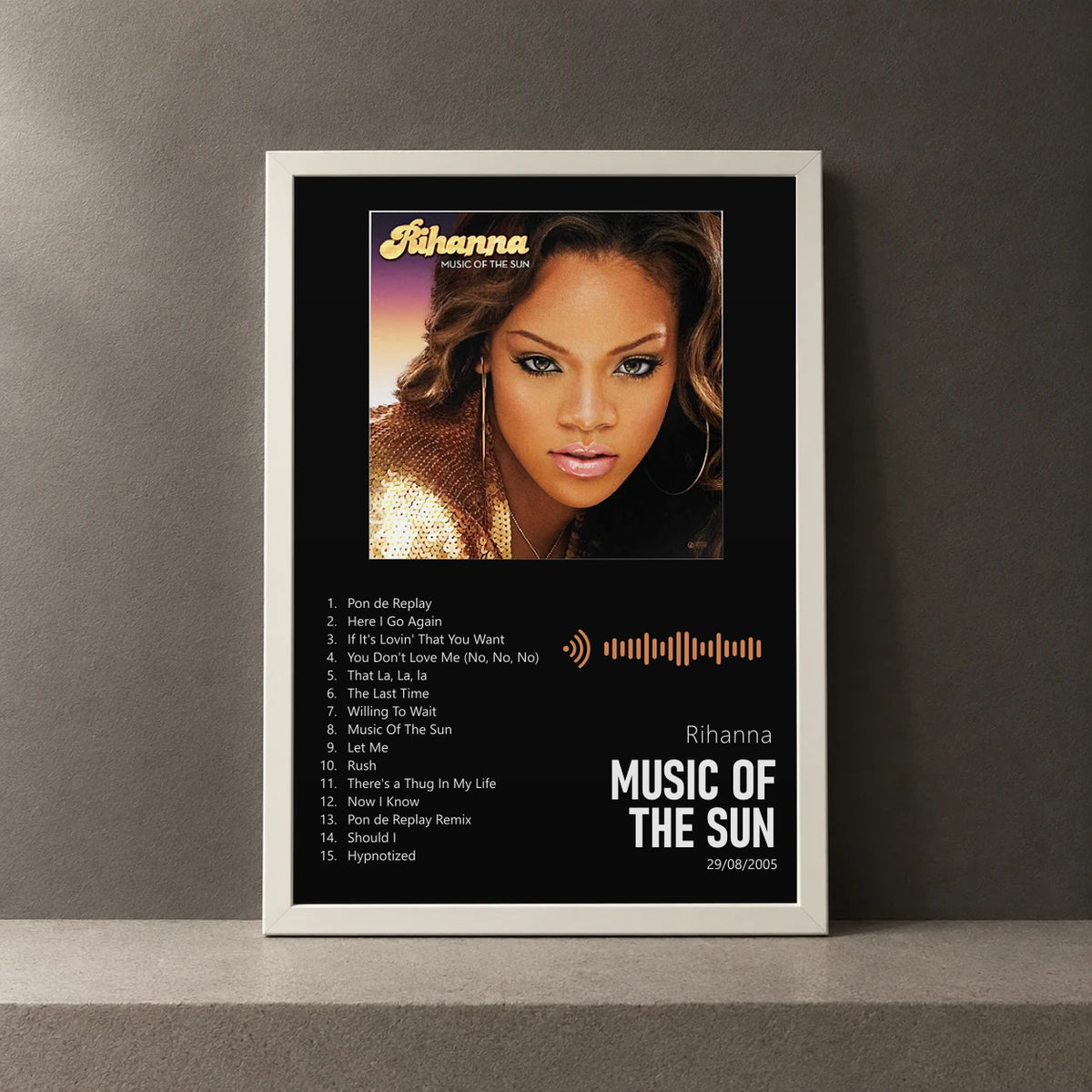 Cuadro de Music Of The Sun de Rihanna, marco de 18 x 24 cm
