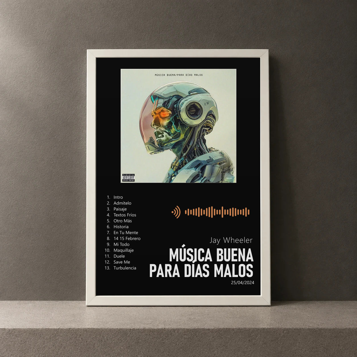 Cuadro de Música Buena Para Días Malos de Jay Wheeler, marco de 18 x 24 cm