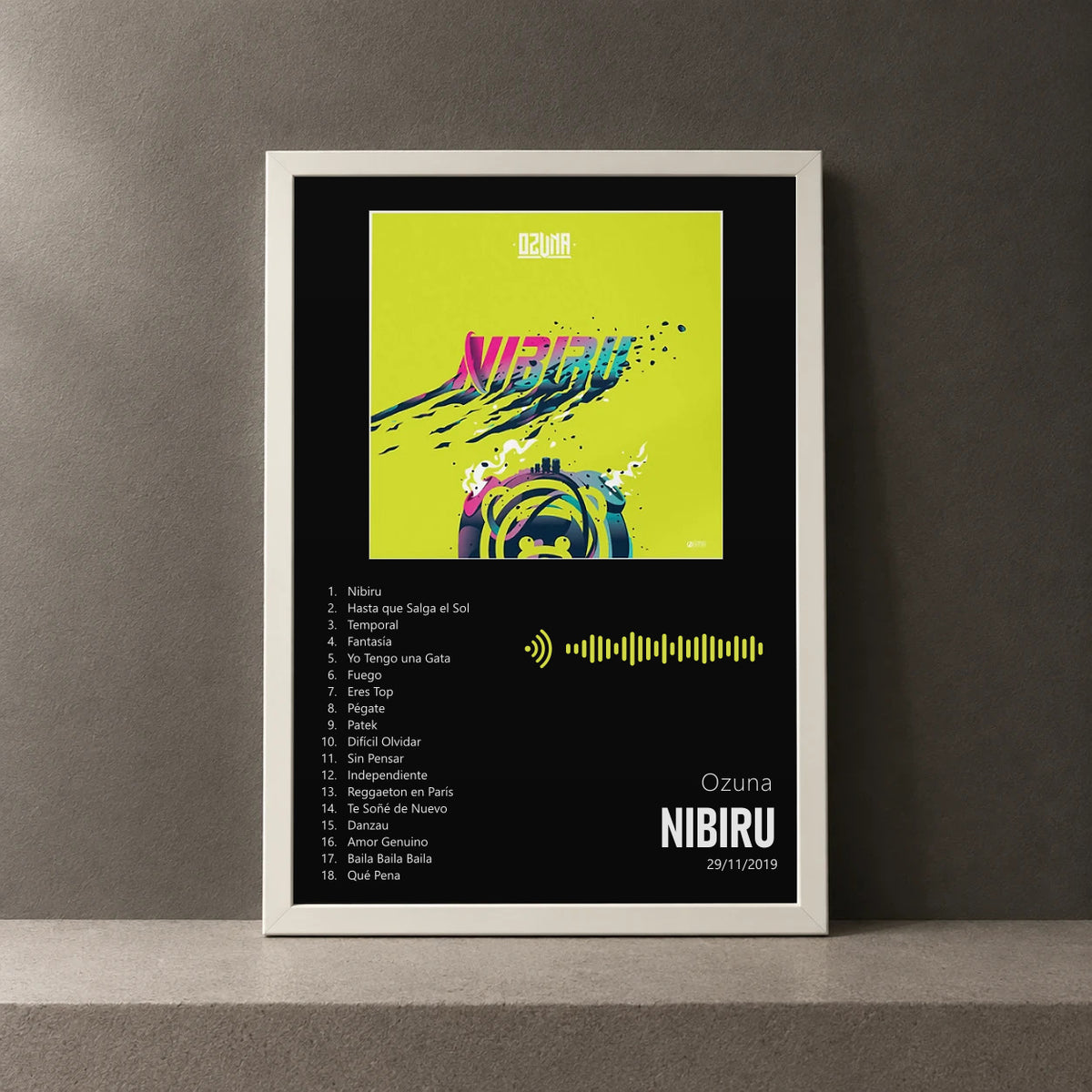 Cuadro de Nibiru de Ozuna, marco de 18 x 24 cm