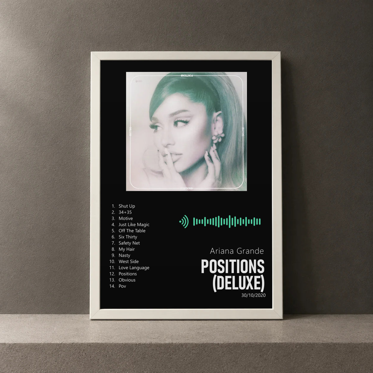 Cuadro de Positions (Deluxe) de Ariana Grande, marco de 18 x 24 cm