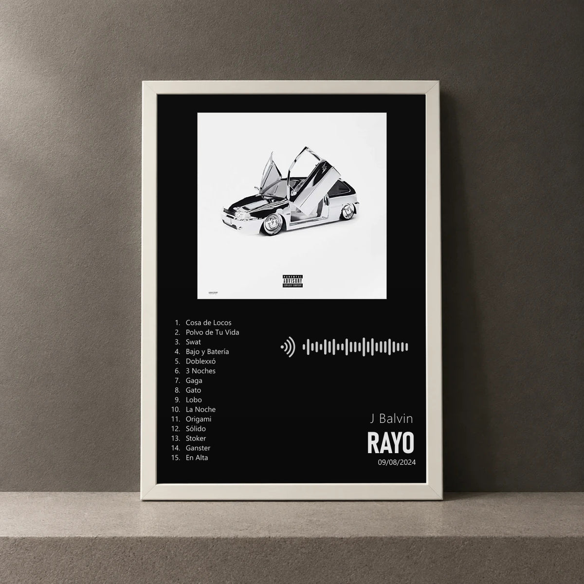 Cuadro de Rayo de J Balvin, marco de 18 x 24 cm