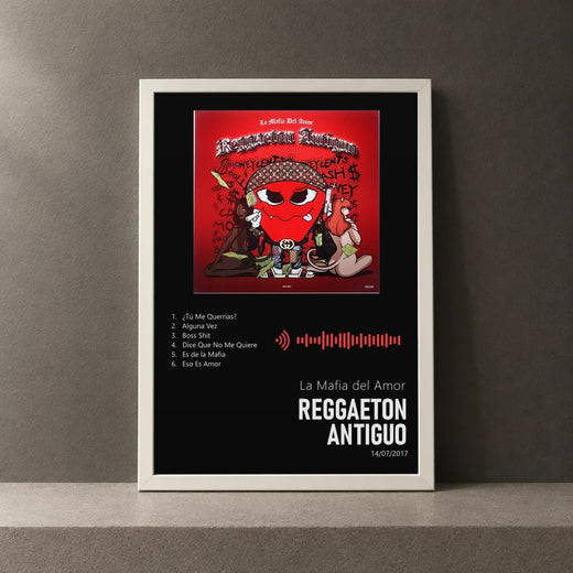 Cuadro de Reggaeton Antiguo de La Mafia del Amor, marco de 18 x 24 cm