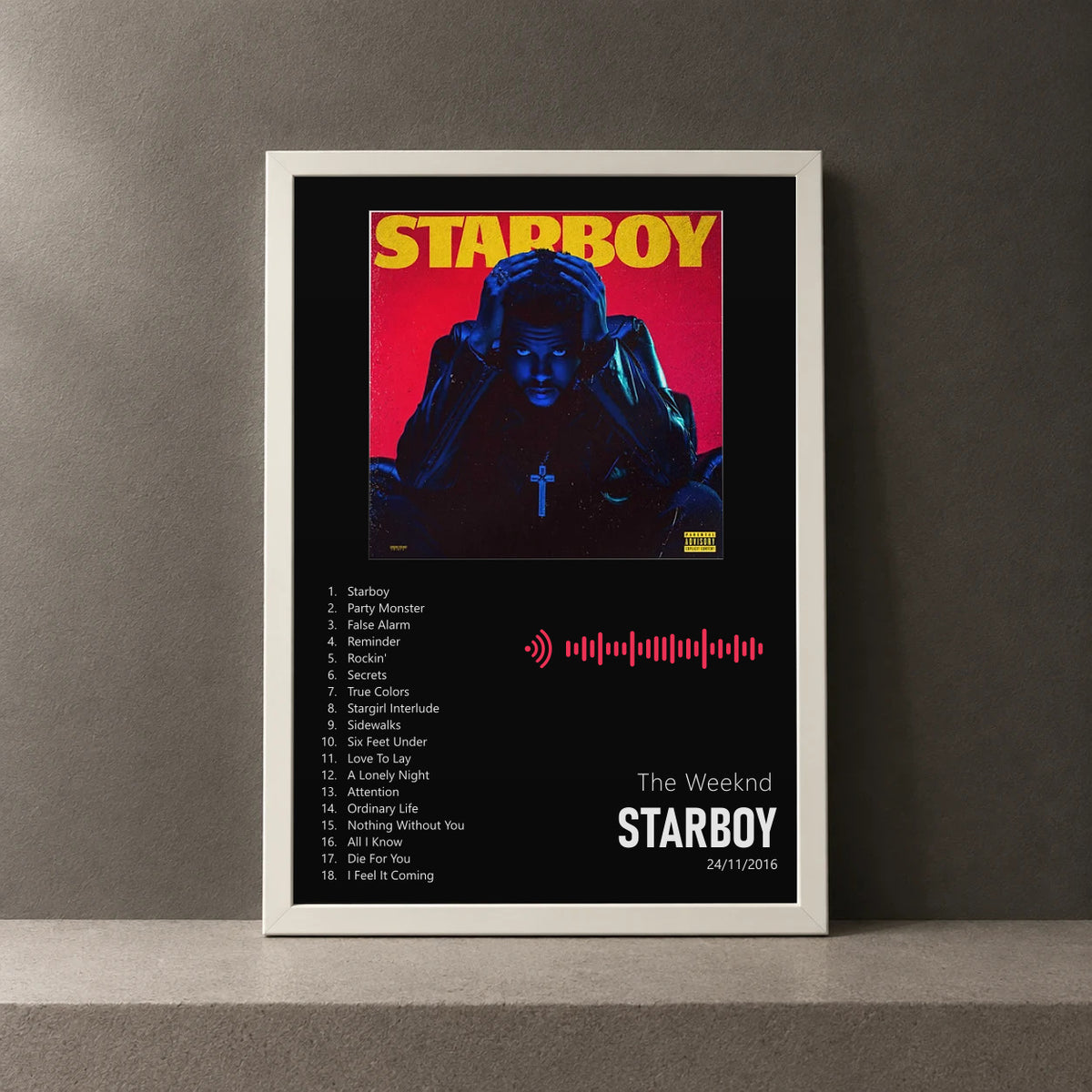 Cuadro de Starboy de The Weeknd, marco de 18 x 24 cm