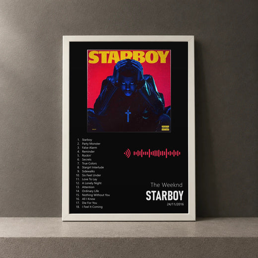 Cuadro de Starboy de The Weeknd, marco de 18 x 24 cm