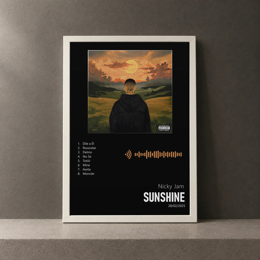 Cuadro de Sunshine de Nicky Jam, marco de 18 x 24 cm