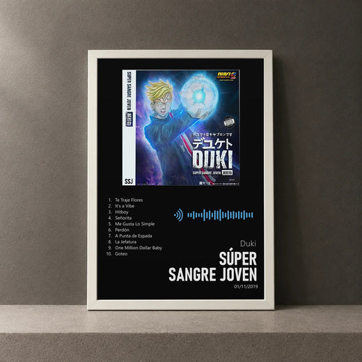Cuadro de Súper Sangre Joven de Duki, marco de 18 x 24 cm