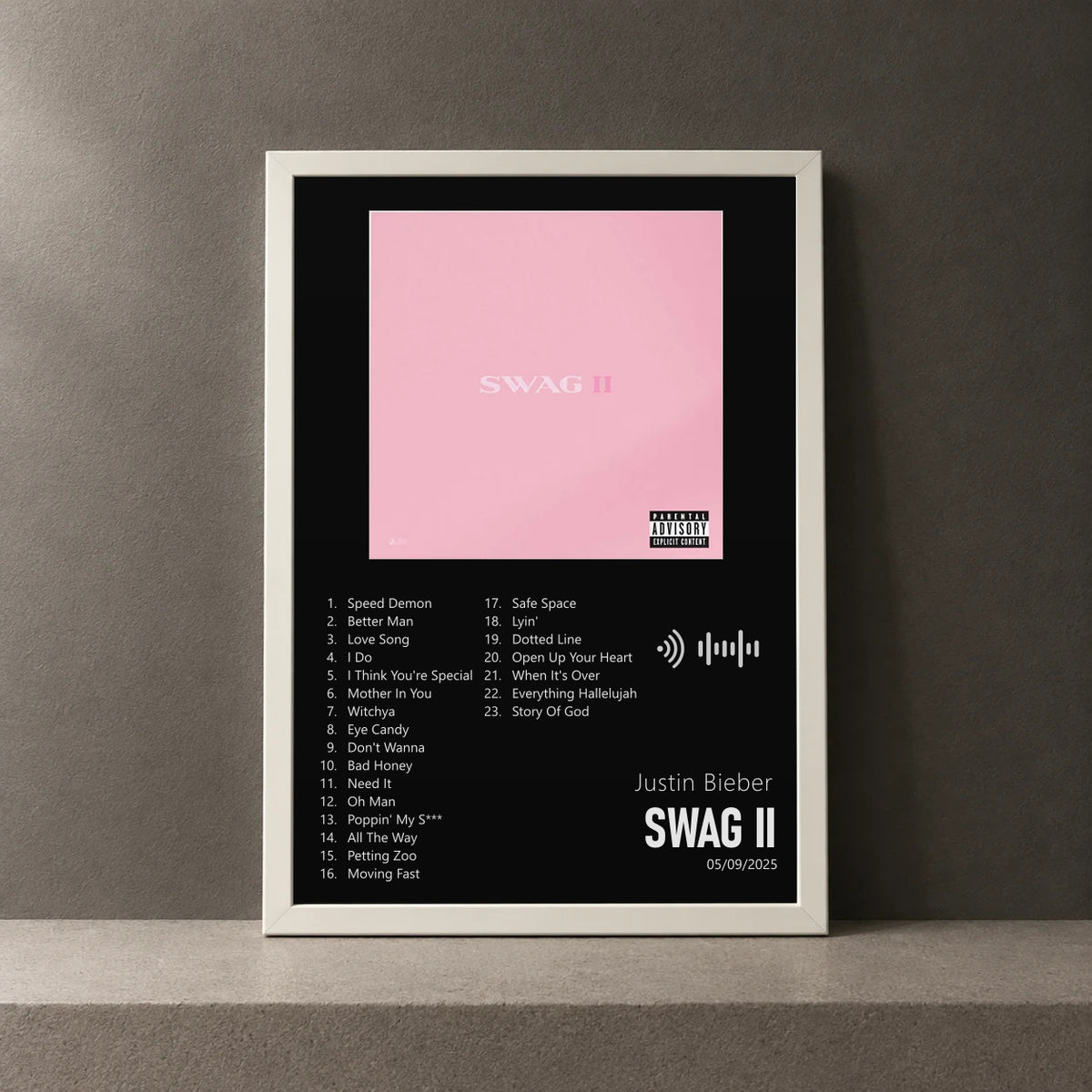 Cuadro de SWAG II de Justin Bieber, marco de 18 x 24 cm