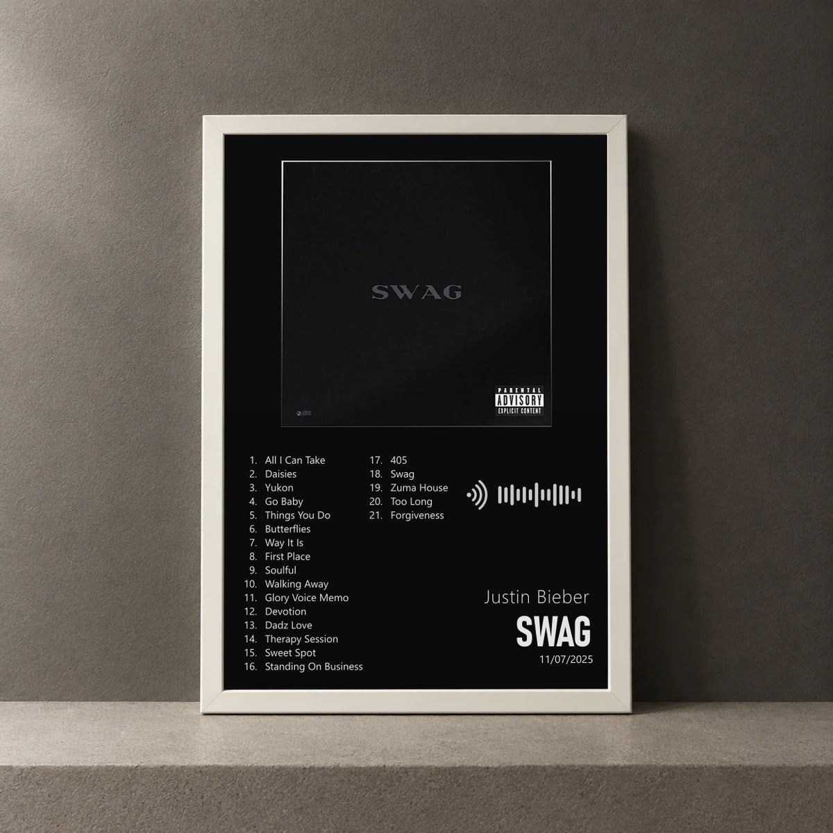 Cuadro de SWAG de Justin Bieber, marco de 18 x 24 cm