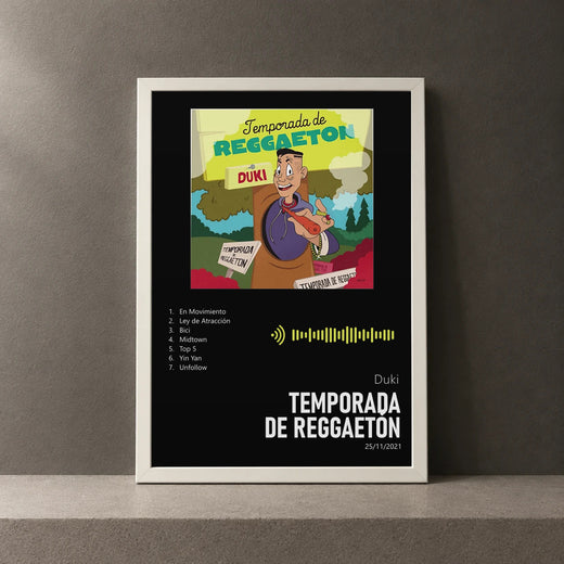 Cuadro de Temporada de Reggaetón de Duki, marco de 18 x 24 cm