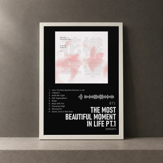 Cuadro de The Most Beautiful Moment in Life Pt.1 de BTS, marco de 18 x 24 cm