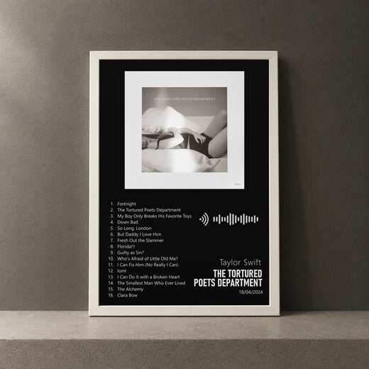 Cuadro de THE TORTURED POETS DEPARTMENT de Taylor Swift, marco de 18 x 24 cm