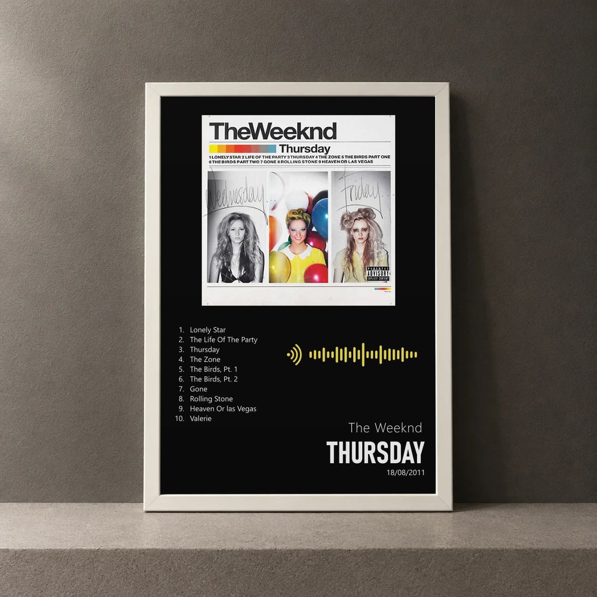 Cuadro de Thursday de The Weeknd, marco de 18 x 24 cm