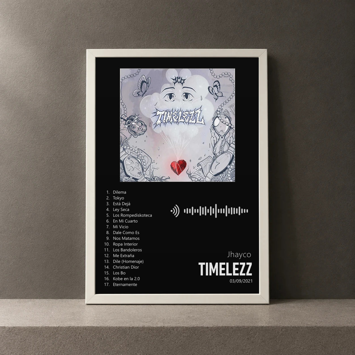 Cuadro de Timelezz de Jhayco, marco de 18 x 24 cm