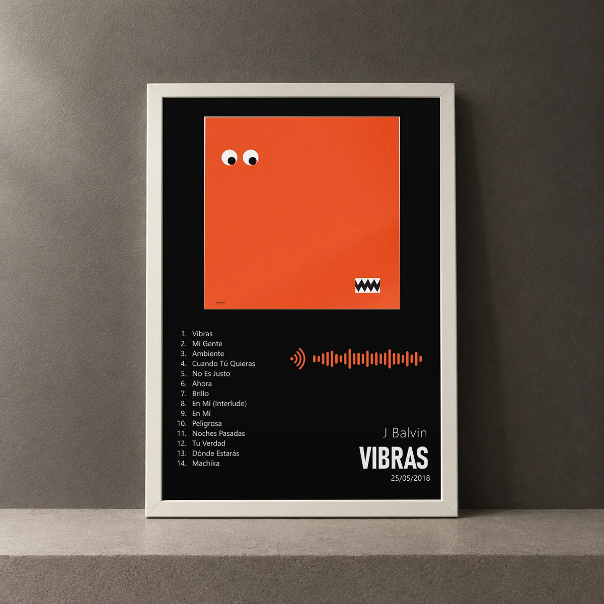 Cuadro de Vibras de J Balvin, marco de 18 x 24 cm