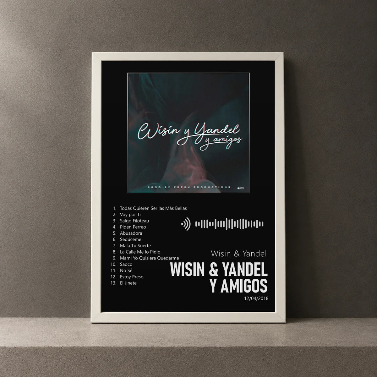 Cuadro de Wisin & Yandel y Amigos de Wisin & Yandel, marco de 18 x 24 cm