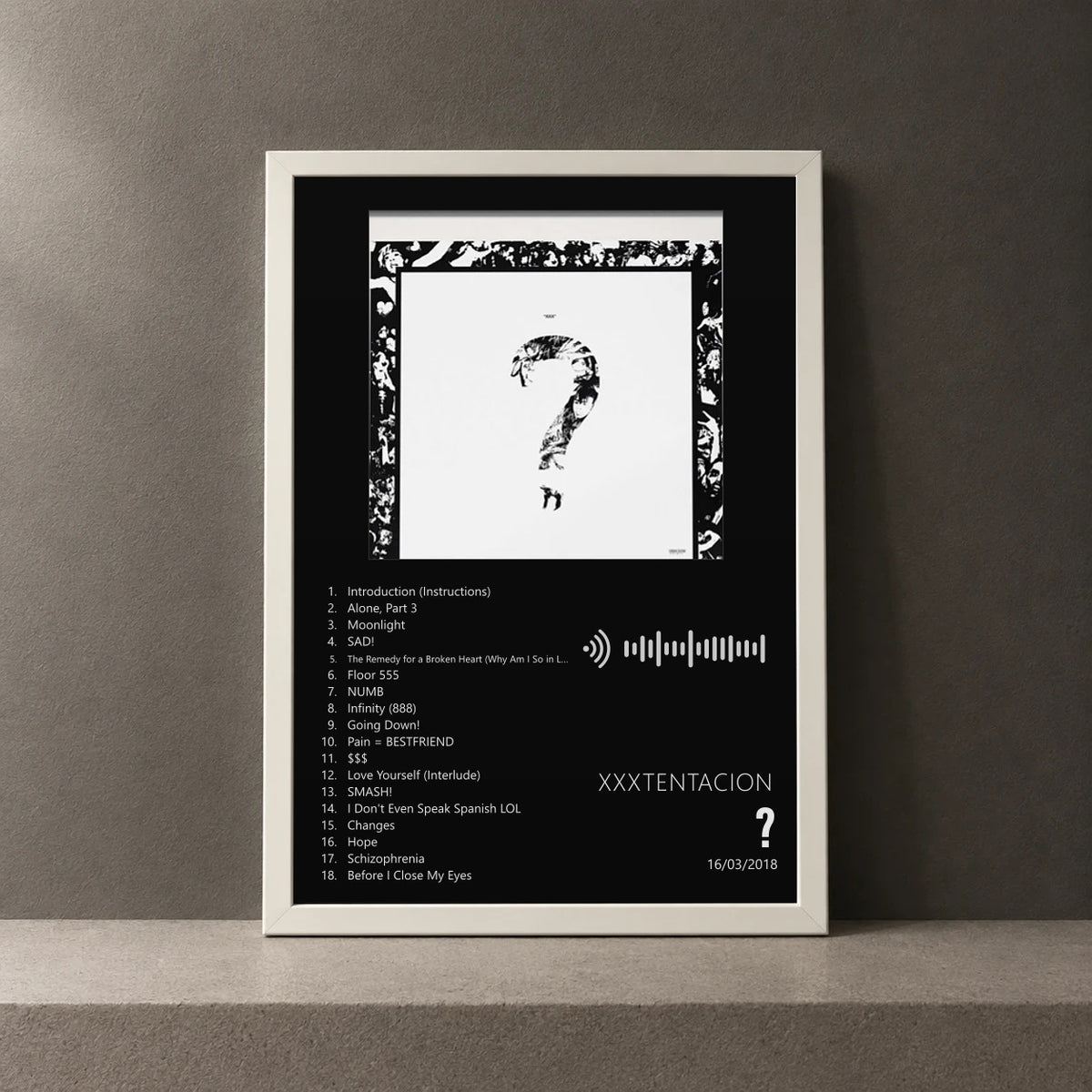 Cuadro de ? de XXXTENTACION, marco de 18 x 24 cm