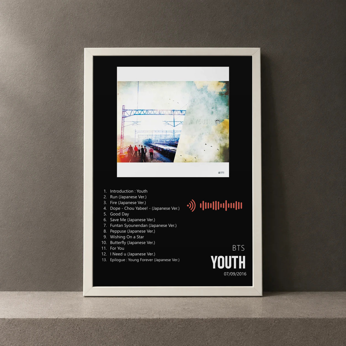 Cuadro de Youth de BTS, marco de 18 x 24 cm